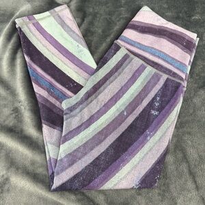 Niyama Sol Purple Haze Beachcomber Crop Legging Yoga S Purple Mint Green Stripe